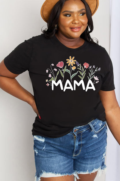 MAMA Flower Graphic Cotton Tee