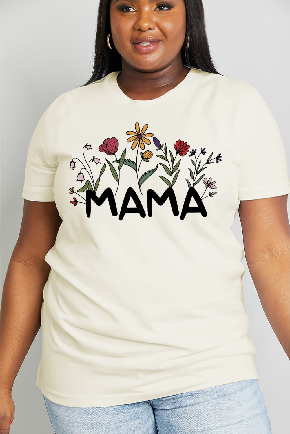 MAMA Flower Graphic Cotton Tee