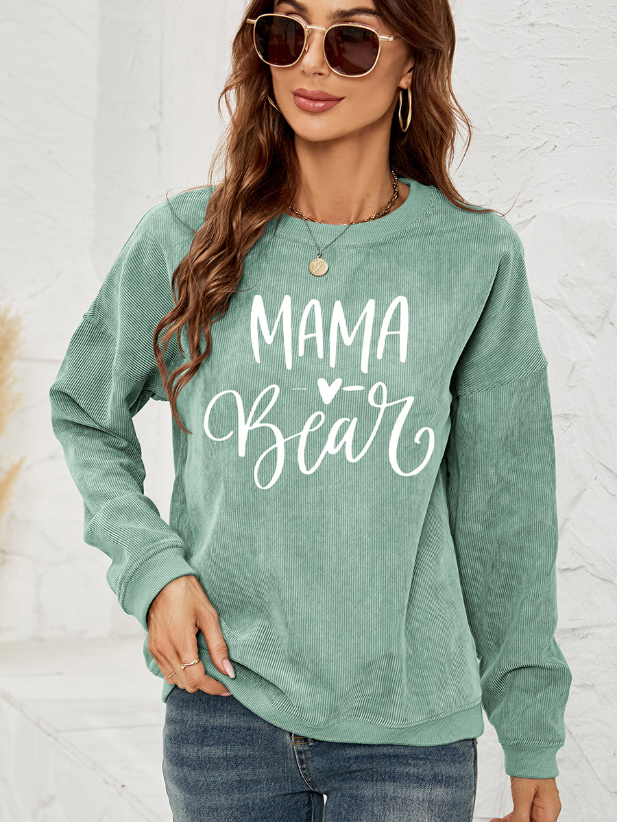 MAMA Bear Graphic Round Neck Sweatshirt