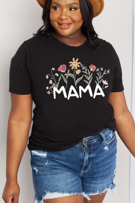 MAMA Flower Graphic Cotton Tee