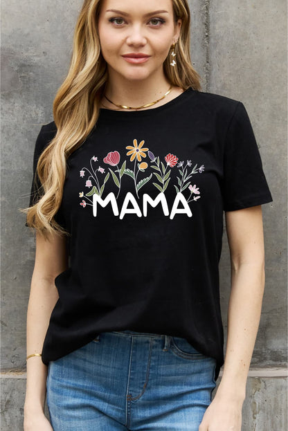 MAMA Flower Graphic Cotton Tee