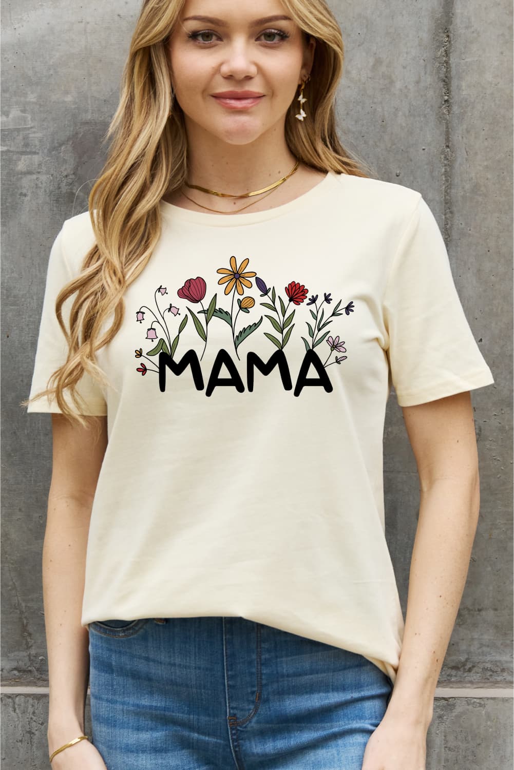 MAMA Flower Graphic Cotton Tee