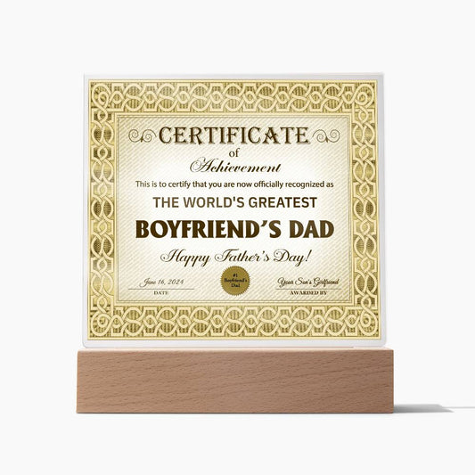 Boyfriend's Dad-Certificate of Achievement