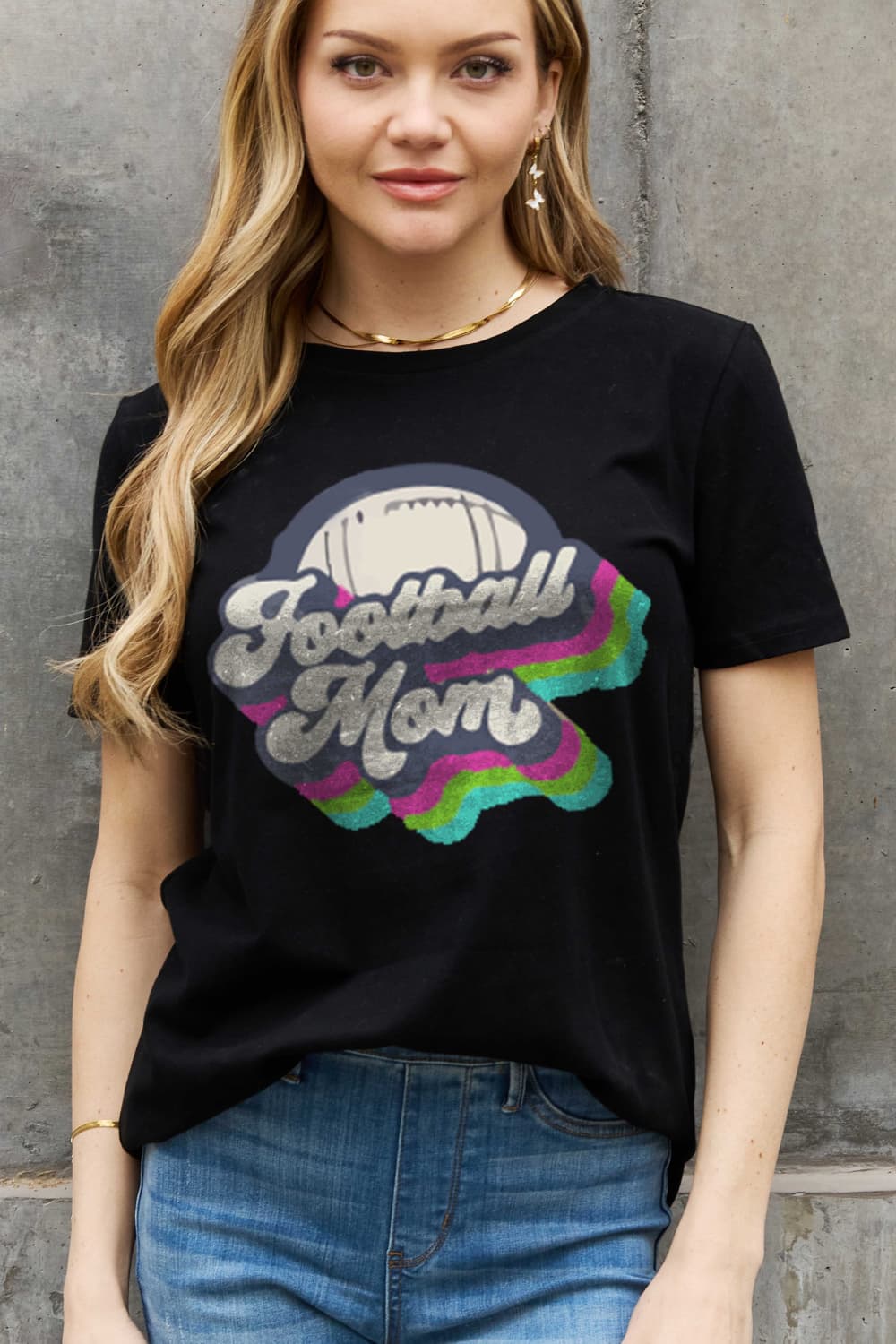 FOOTBALL MOM Graphic Cotton Tee