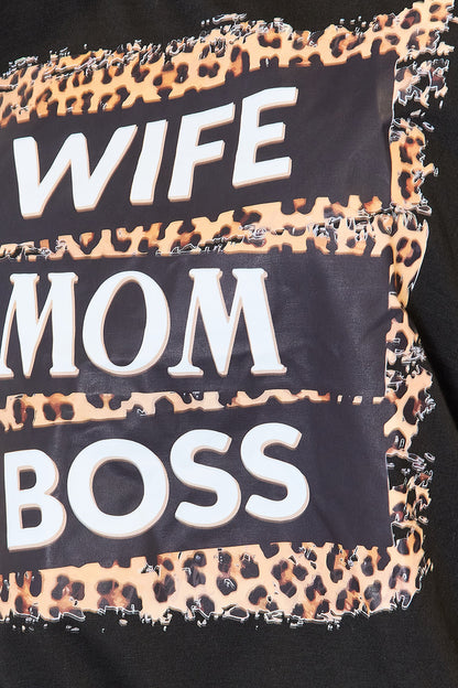 WIFE MOM BOSS Leopard Graphic T-Shirt