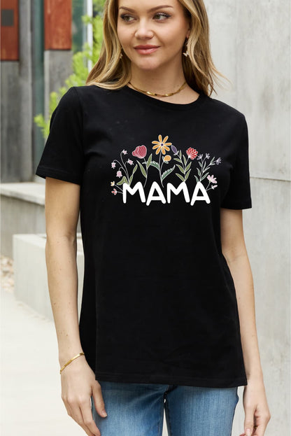 MAMA Flower Graphic Cotton Tee