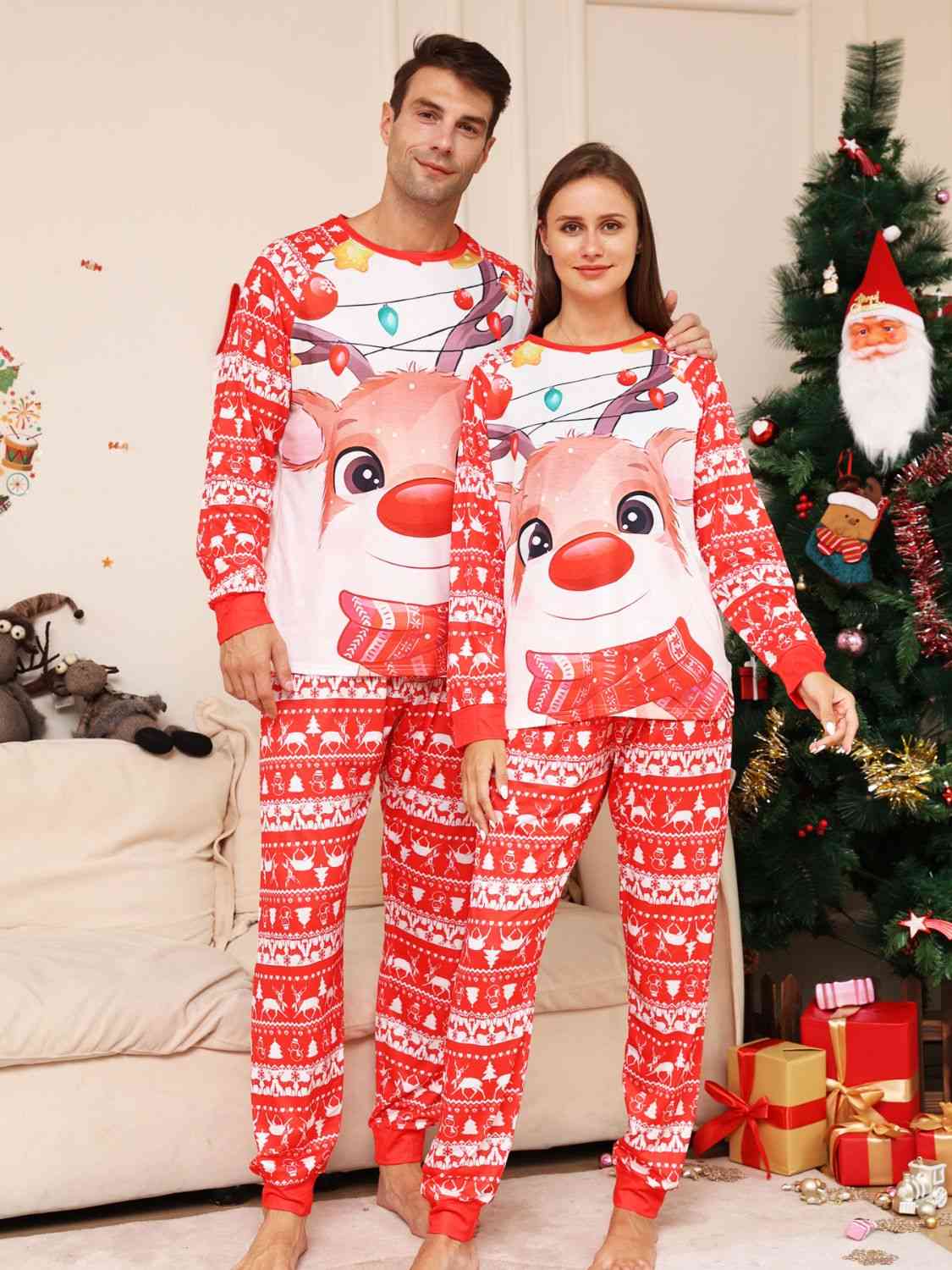 Full Size Christmas Long Sleeve Top and Pants Set