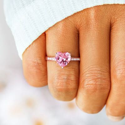 Solitary Rose Gold Heart Ring